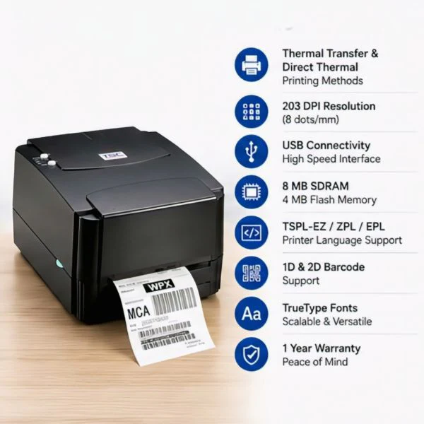 TSC TTP 244 PRO Thermal Transfer or Direct Label Printer | 4 inch | 203 dpi | image 3